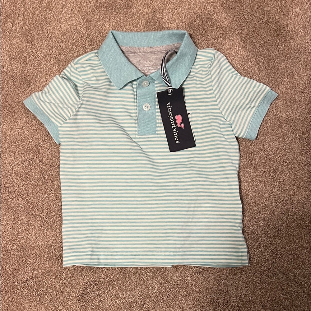 Vineyard Vines Kids' Aqua Striped Polo